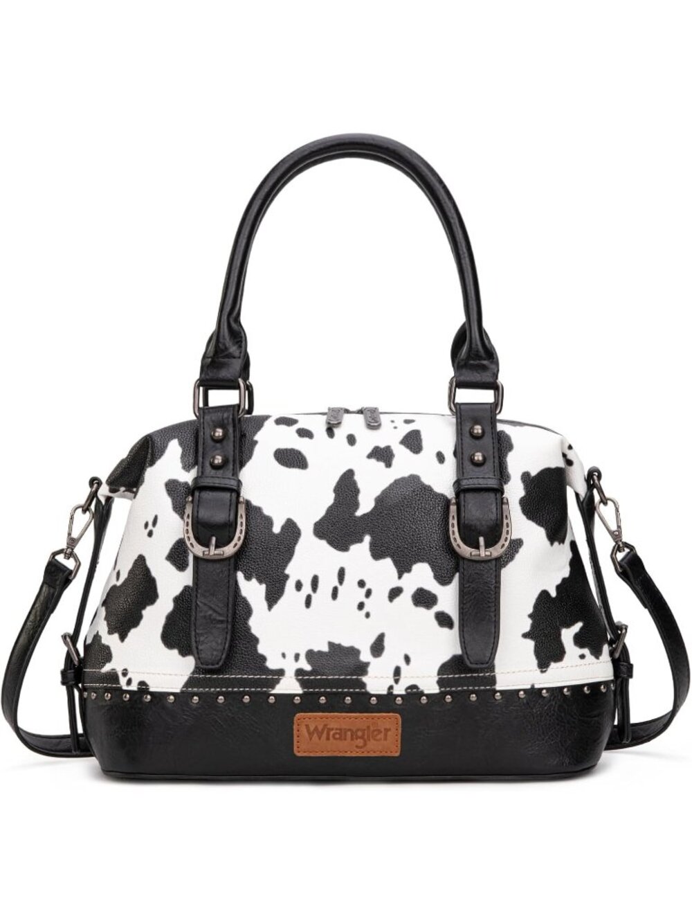 Women's Cow Black Vegan Leather Zipper Top Handle Hobo Shoulder Satchel Handbag